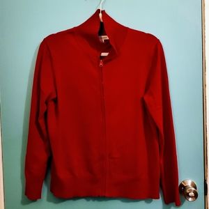 4/$10 By Design deep red zip cardigan sweater medium